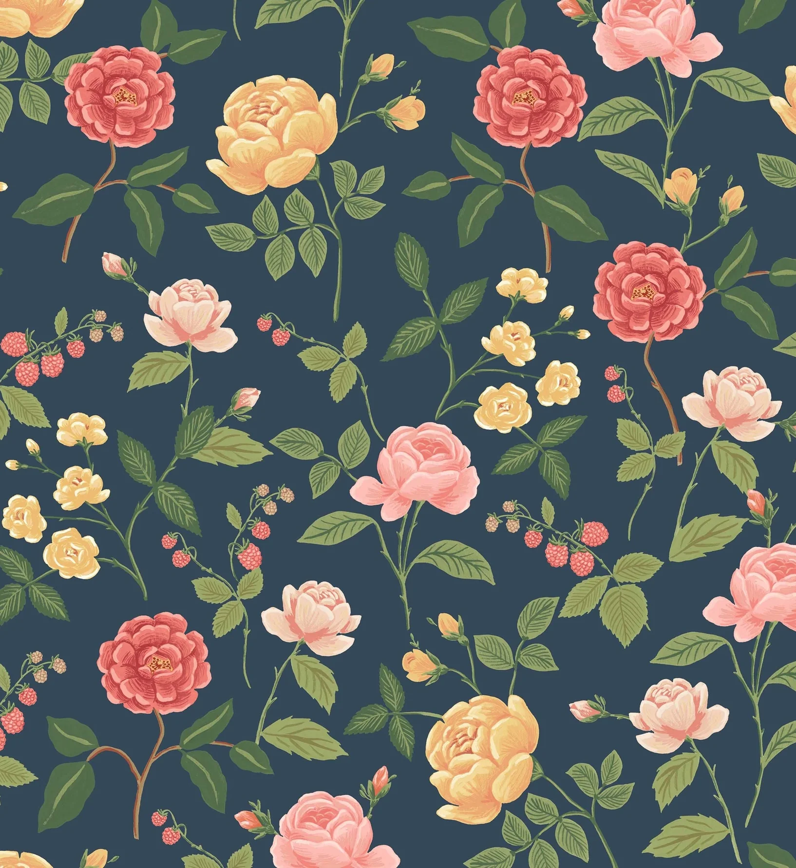 Roses Wallpaper - Navy - Image 2