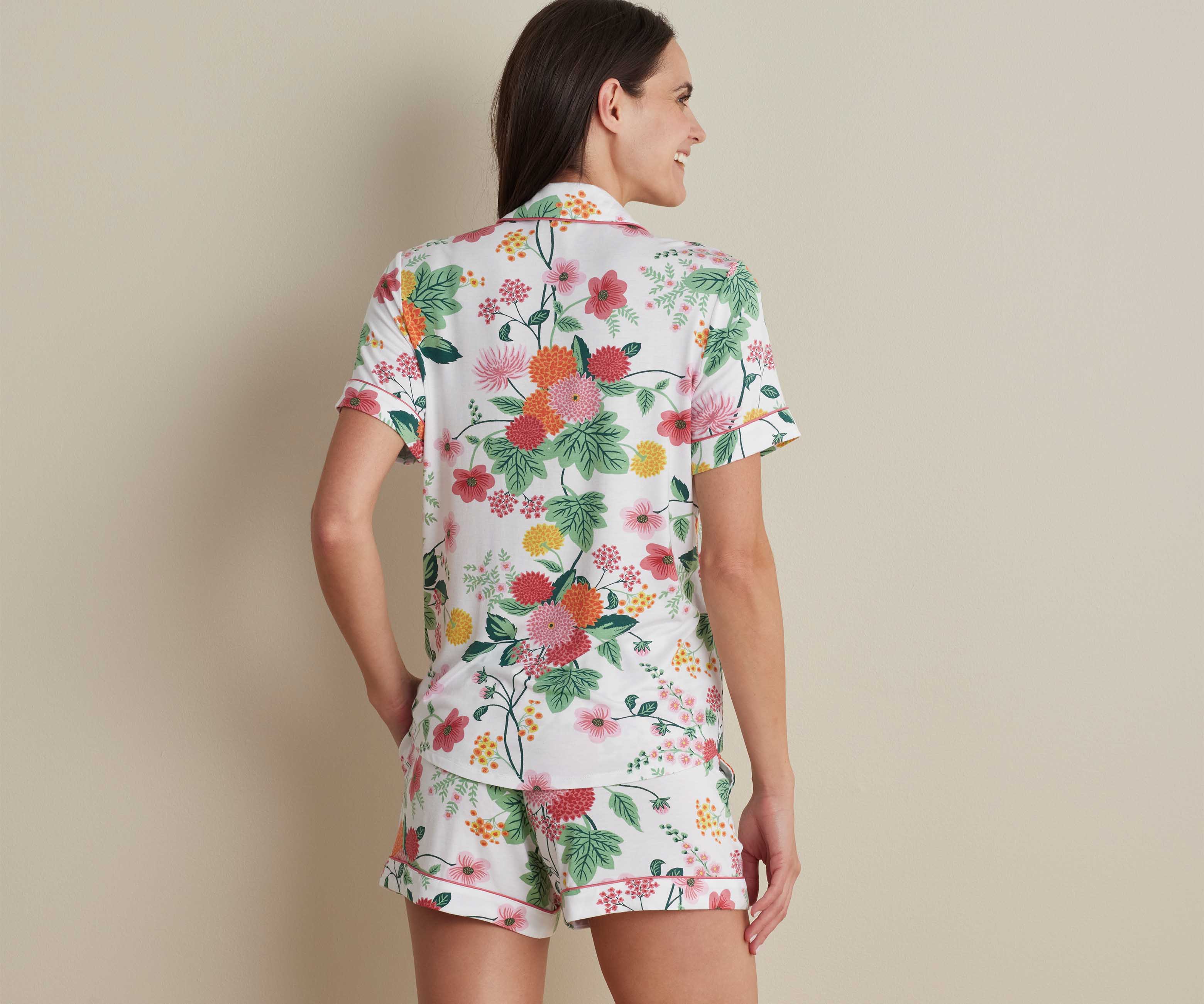 Tencel Modal Button Front Short Set - Dahlia - Image 6