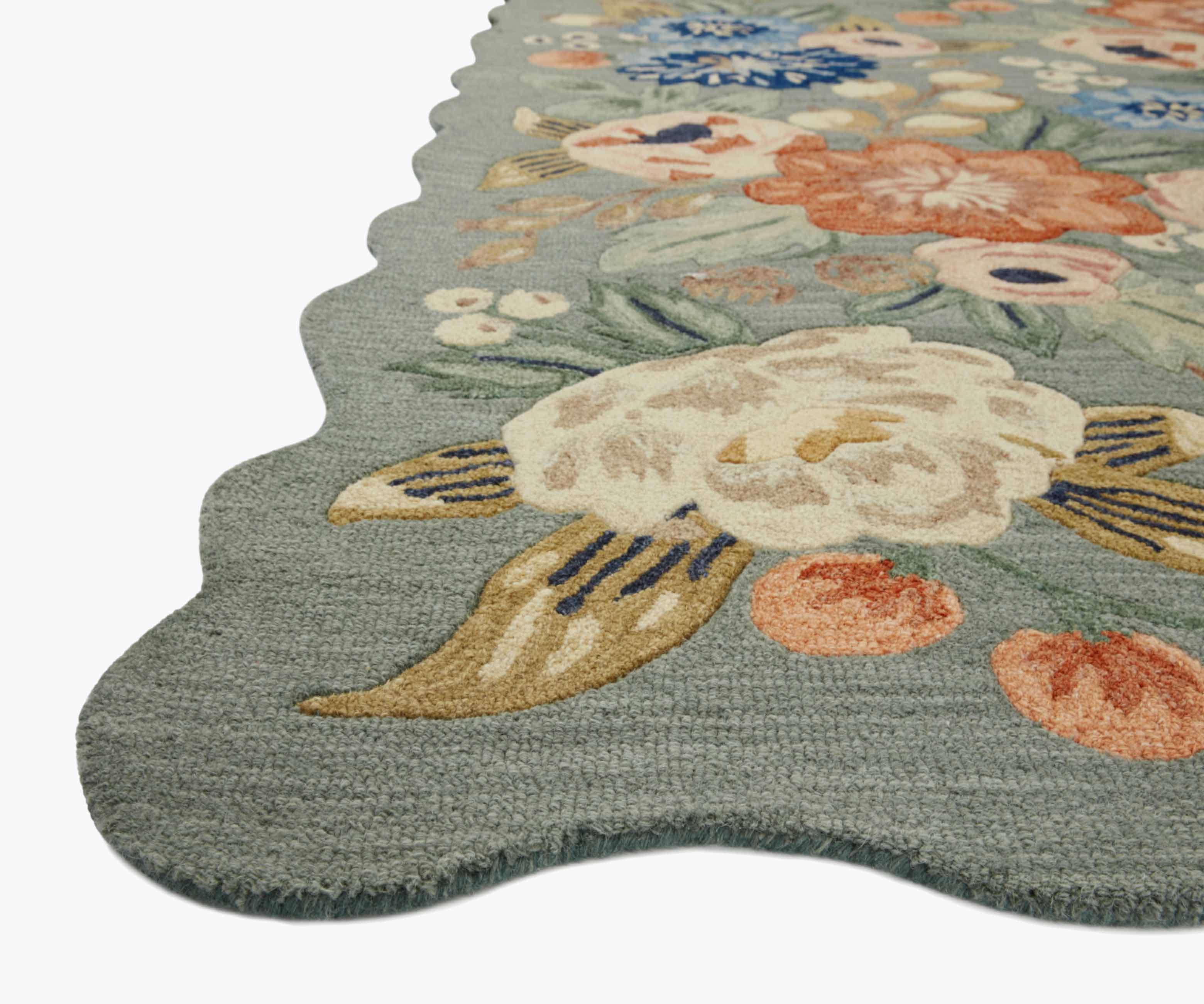 Vintage Blossoms Wool-Hooked Rug - Sage - Image 10