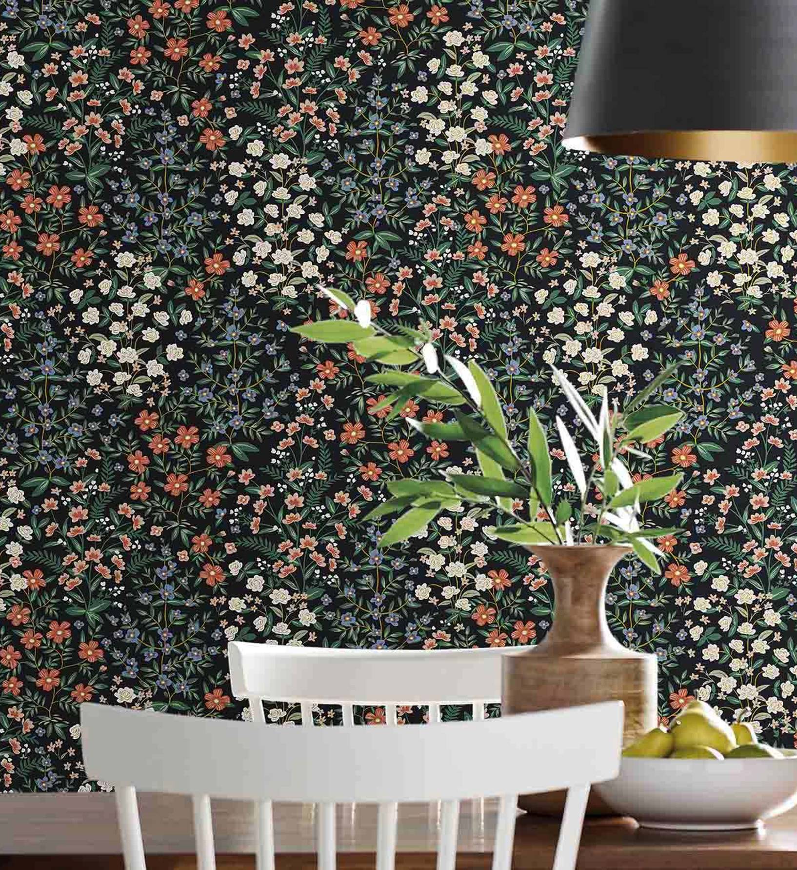 Wildwood Garden Wallpaper - Black - Image 4