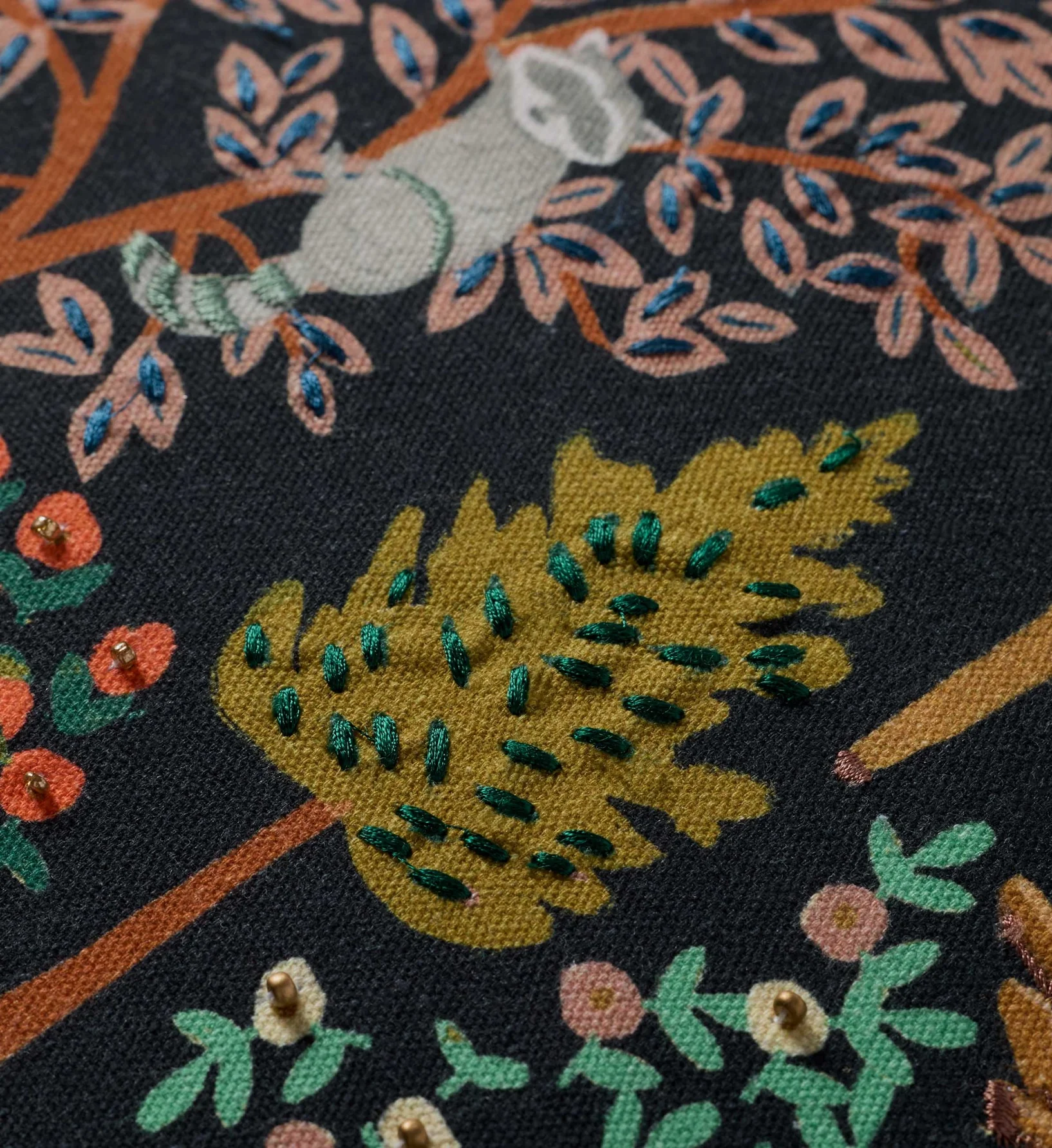 Woodland Forest Embroidered Pillow - Charcoal - Image 3